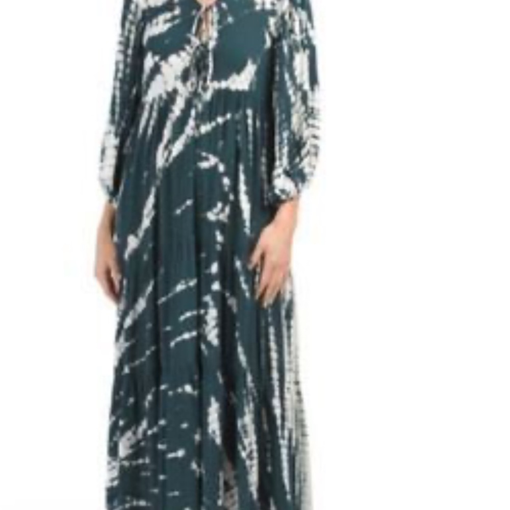 Young Fabulous & Broke Teal and White Long Sleeve Dress